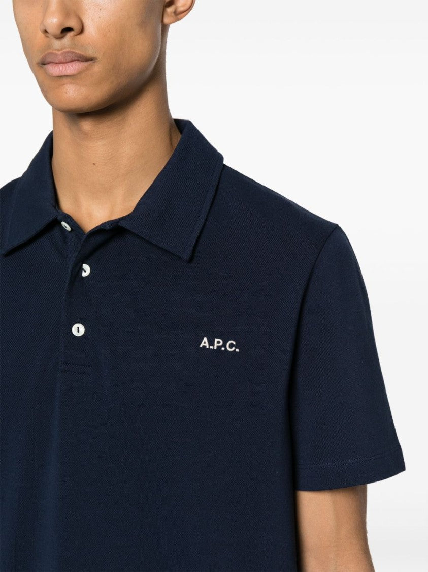 A.P.C. Embroidered Logo Cotton Polo Shirt With Classic Collar And Short Sleeves