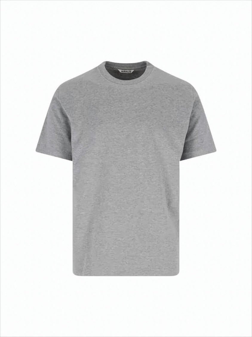 Auralee Slightly Boxy Grey Cotton T-Shirt