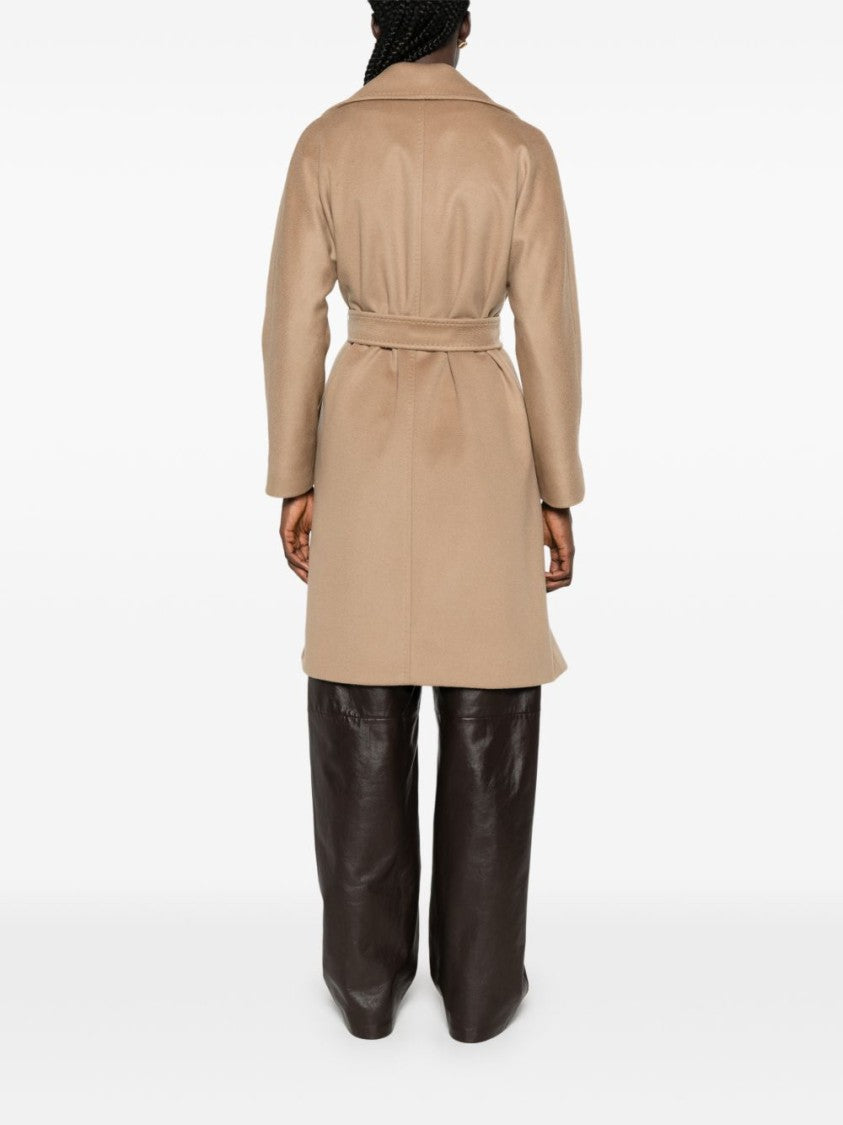 Max Mara Virgin Wool Wide Lapel Belted Long Coat