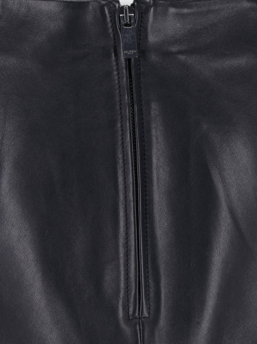 Balmain Black Lambskin Back-Zip Fitted Mini Skirt
