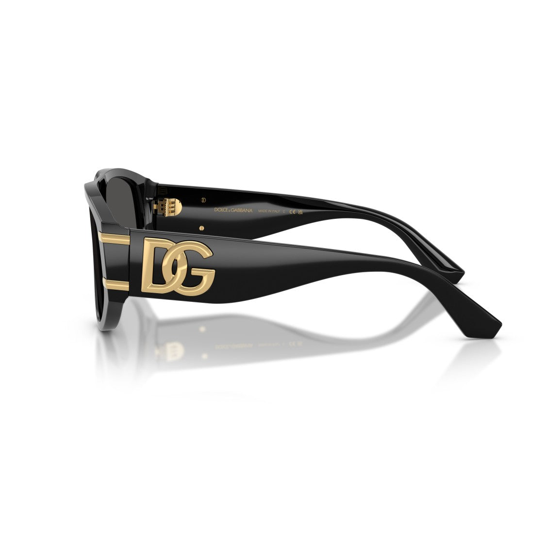 Dolce & Gabbana 0Dg4499 Bold Black Oversized Aviator Sunglasses With Gold Accents