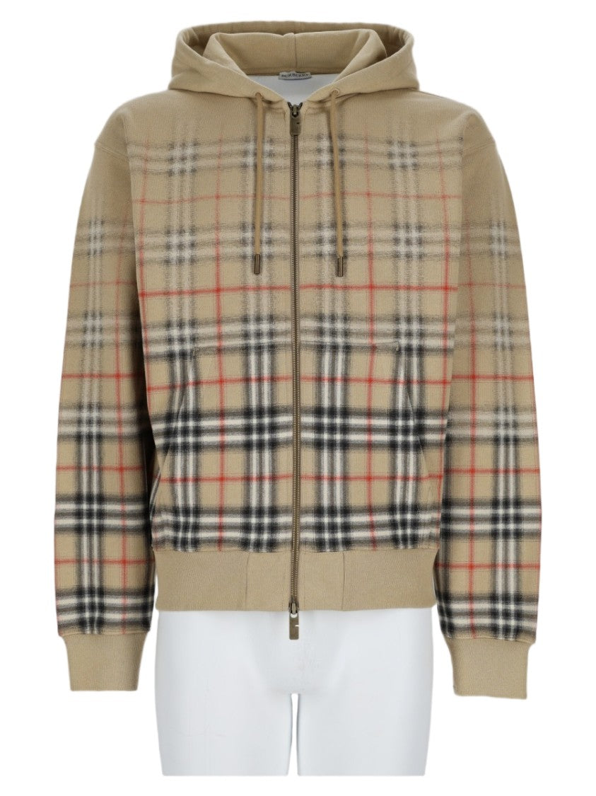 Burberry Multicolour Check Zip-Up Cotton Hoodie