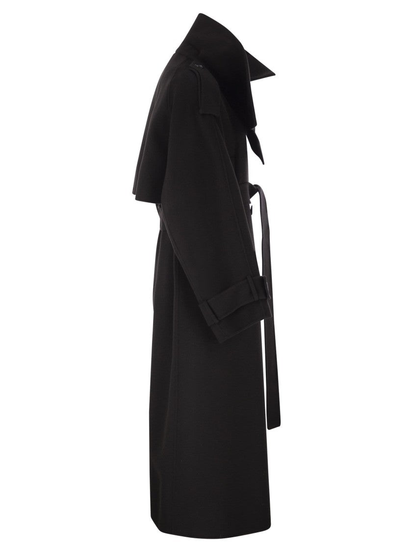 Sportmax Yole - Double Trench Coat In Pure Wool