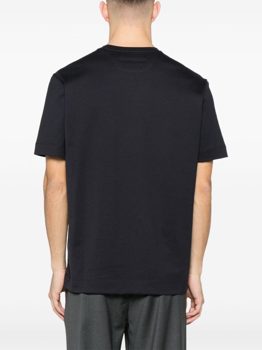Ermenegildo Zegna Midnight Blue Crew Neck T-Shirt With Short Sleeves