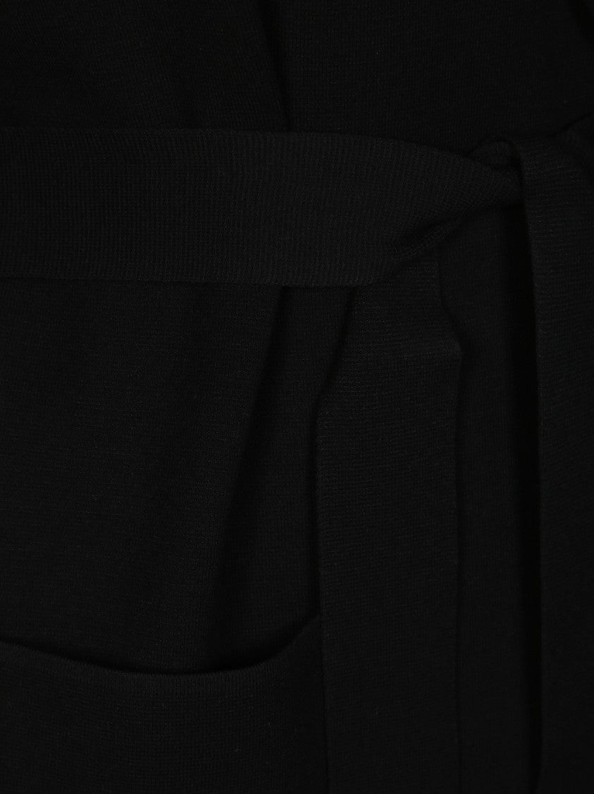 Max Mara Black Wrap Coat With Belted Waist