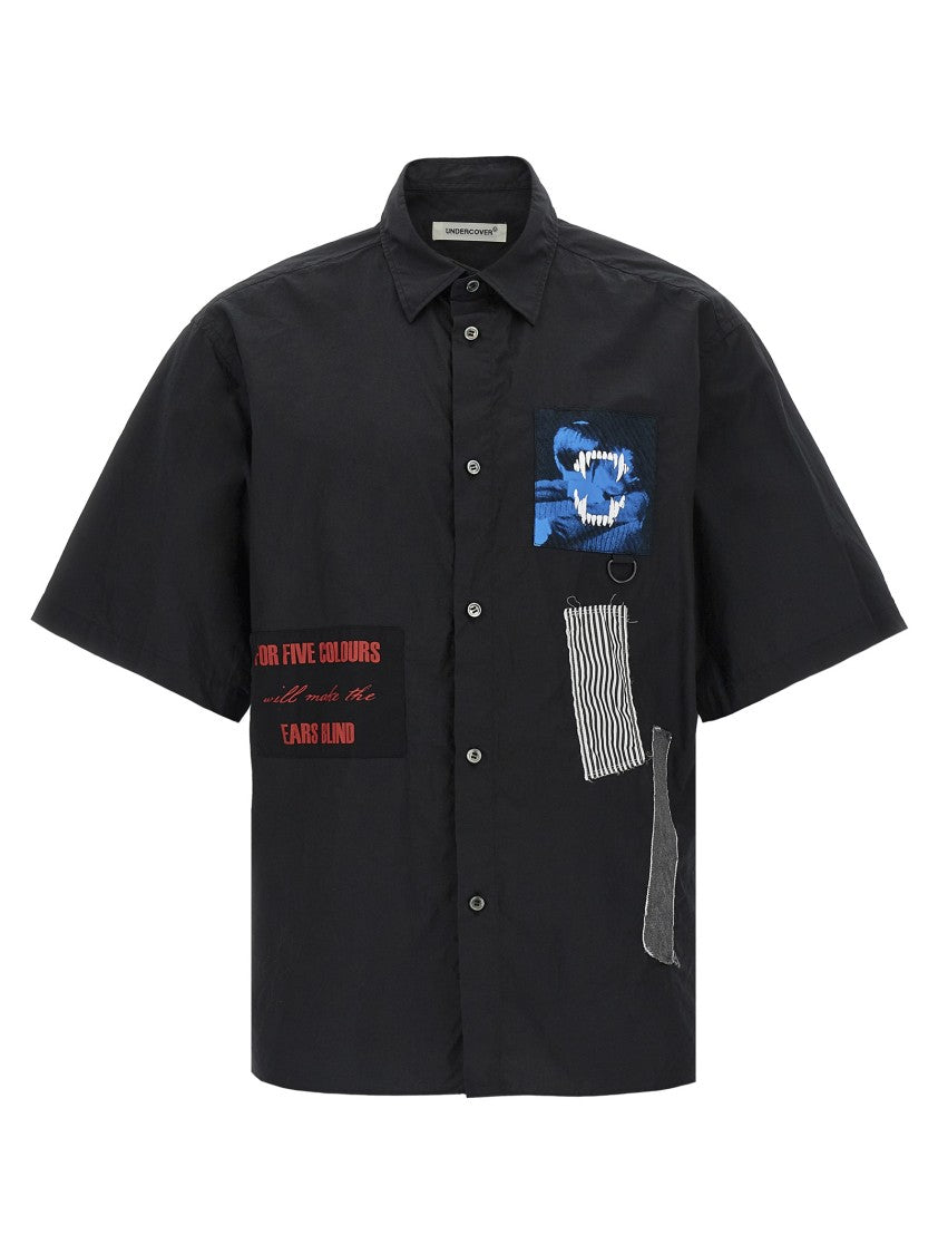 Undercover Wrinkled Cotton Shirt With Unique Patch Design