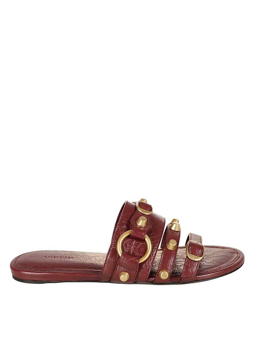 Balenciaga Deep Red Arena Lambskin Slide Sandal
