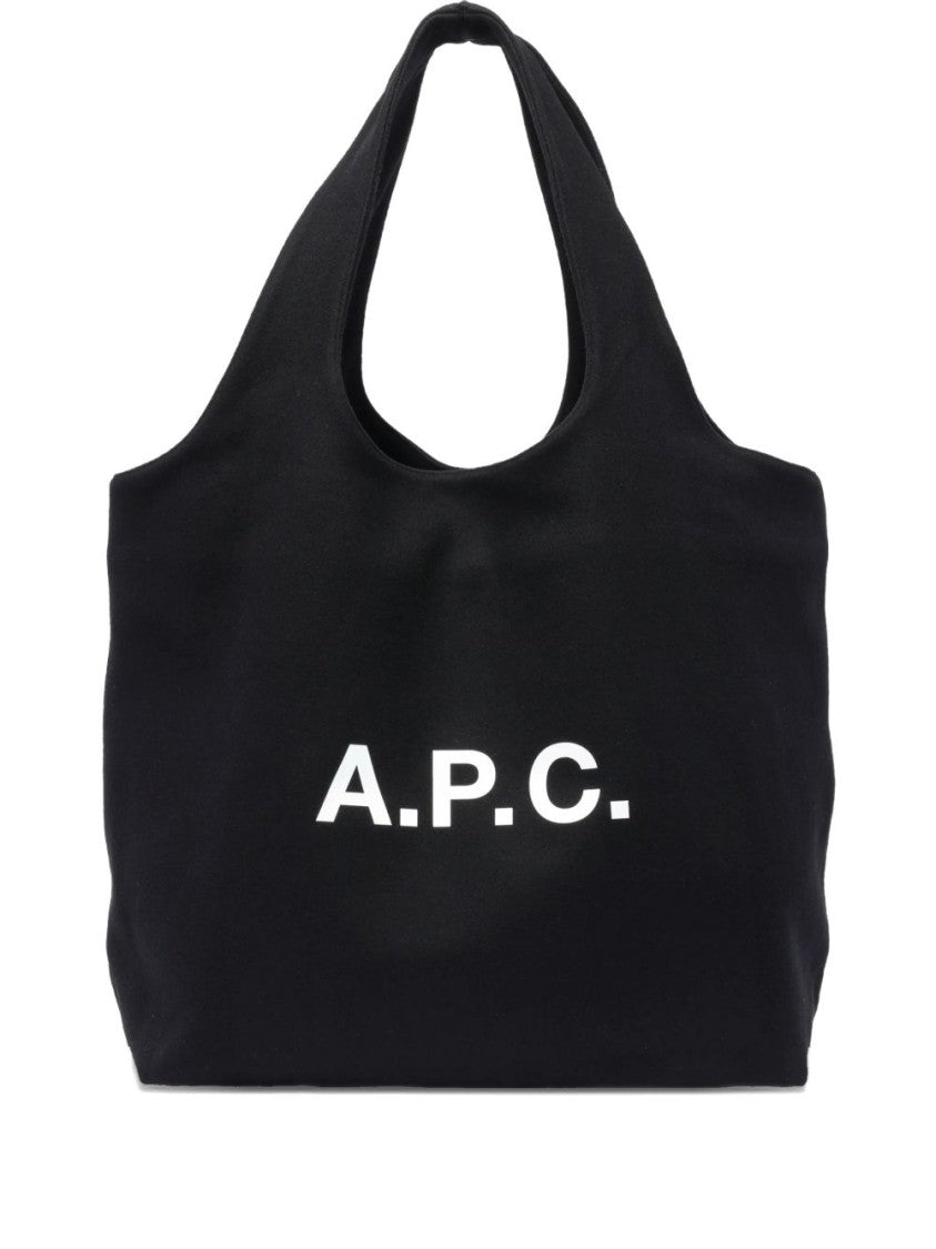 A.P.C. Structured Black Wool Blend Tote Bag