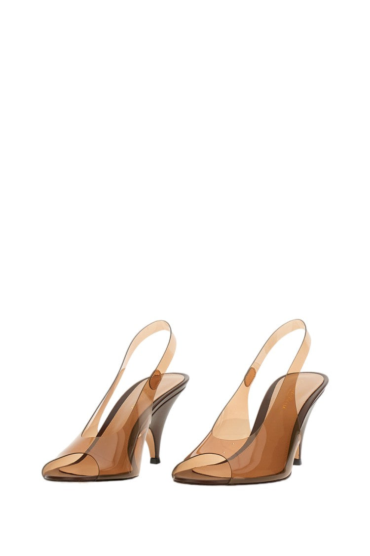 Gianvito Rossi Brown Glass Vitello Leather Open Toe Pumps