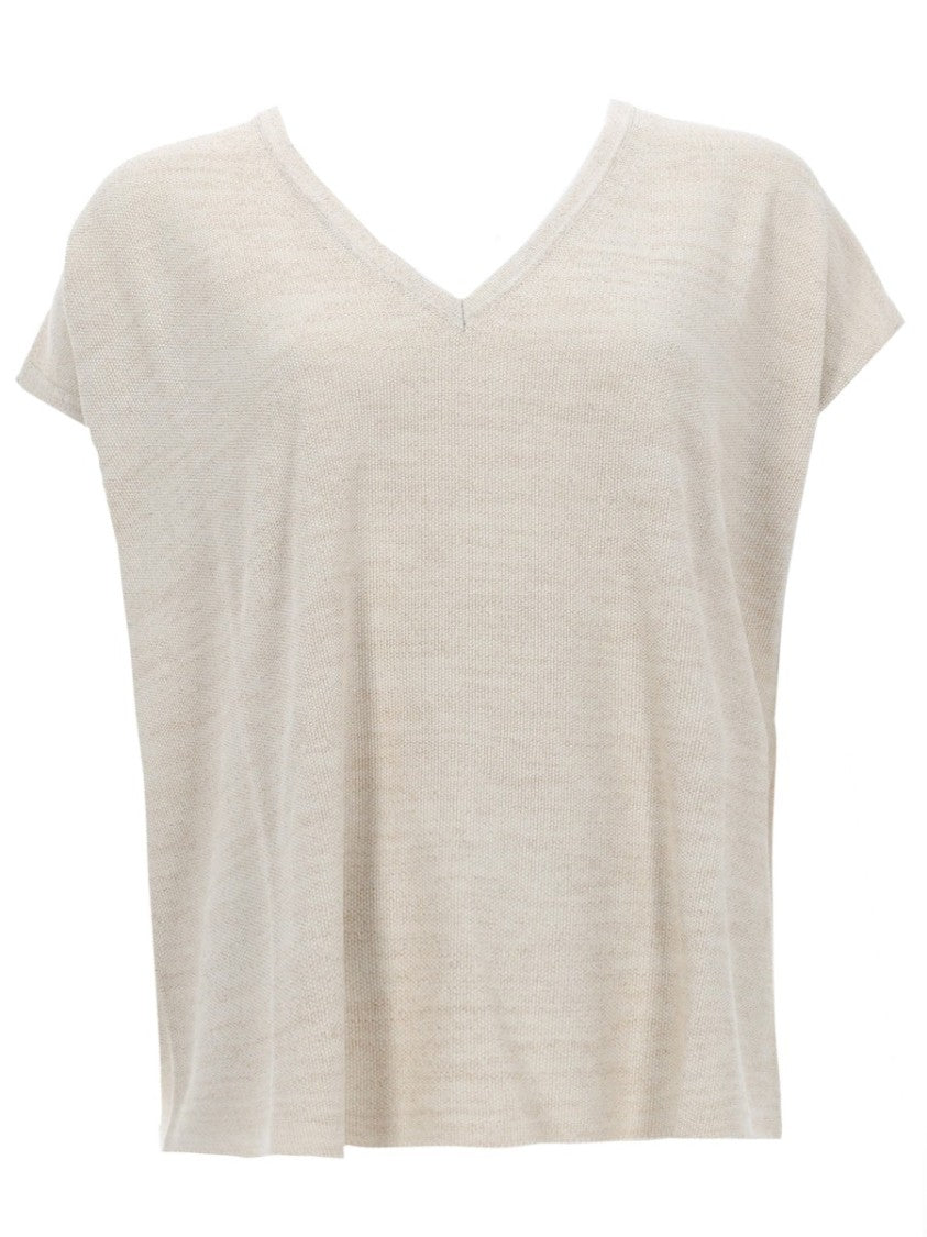 Fabiana Filippi V-Neck Cotton-Blend Knit Top