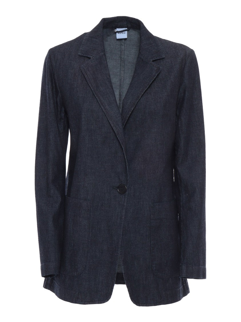 Aspesi Tailored Blue Jacket With Classic Lapel