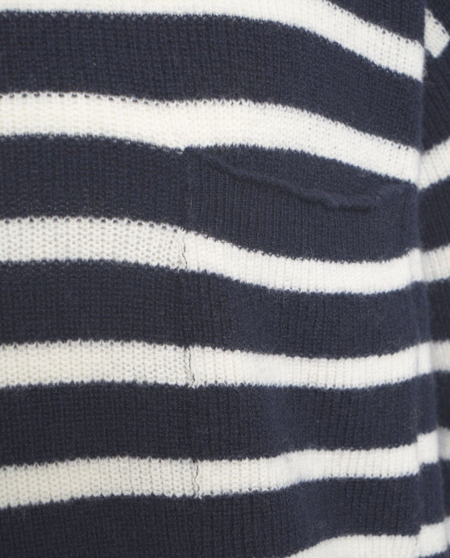 Amaranto Striped Wool Sweater With Fringed Hem And Cuffs