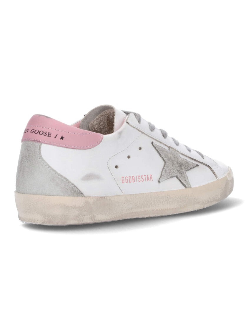 Golden Goose White Super-Star Worn Leather Low-Top Sneakers