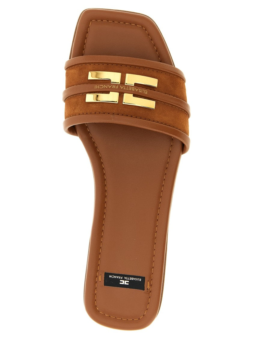 Elisabetta Franchi Suede And Smooth Leather Slides