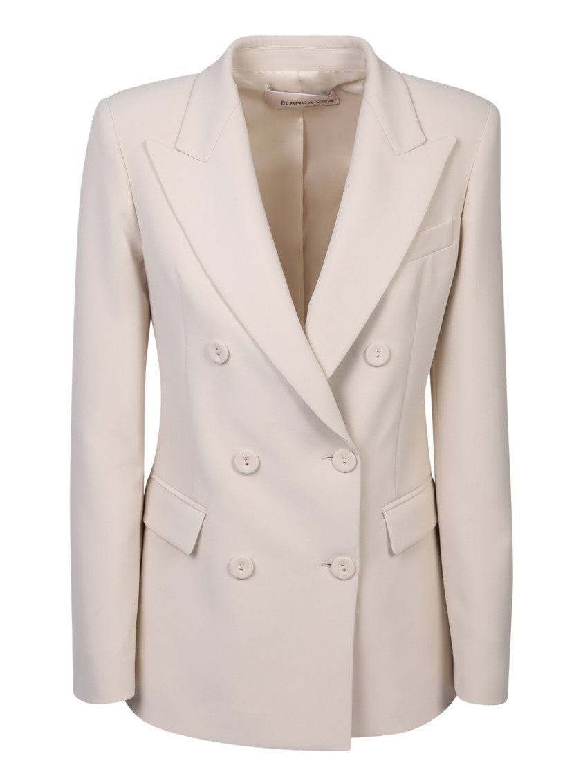 Blanca Vita Double-Breasted Beige Jacket With Tailored Fit