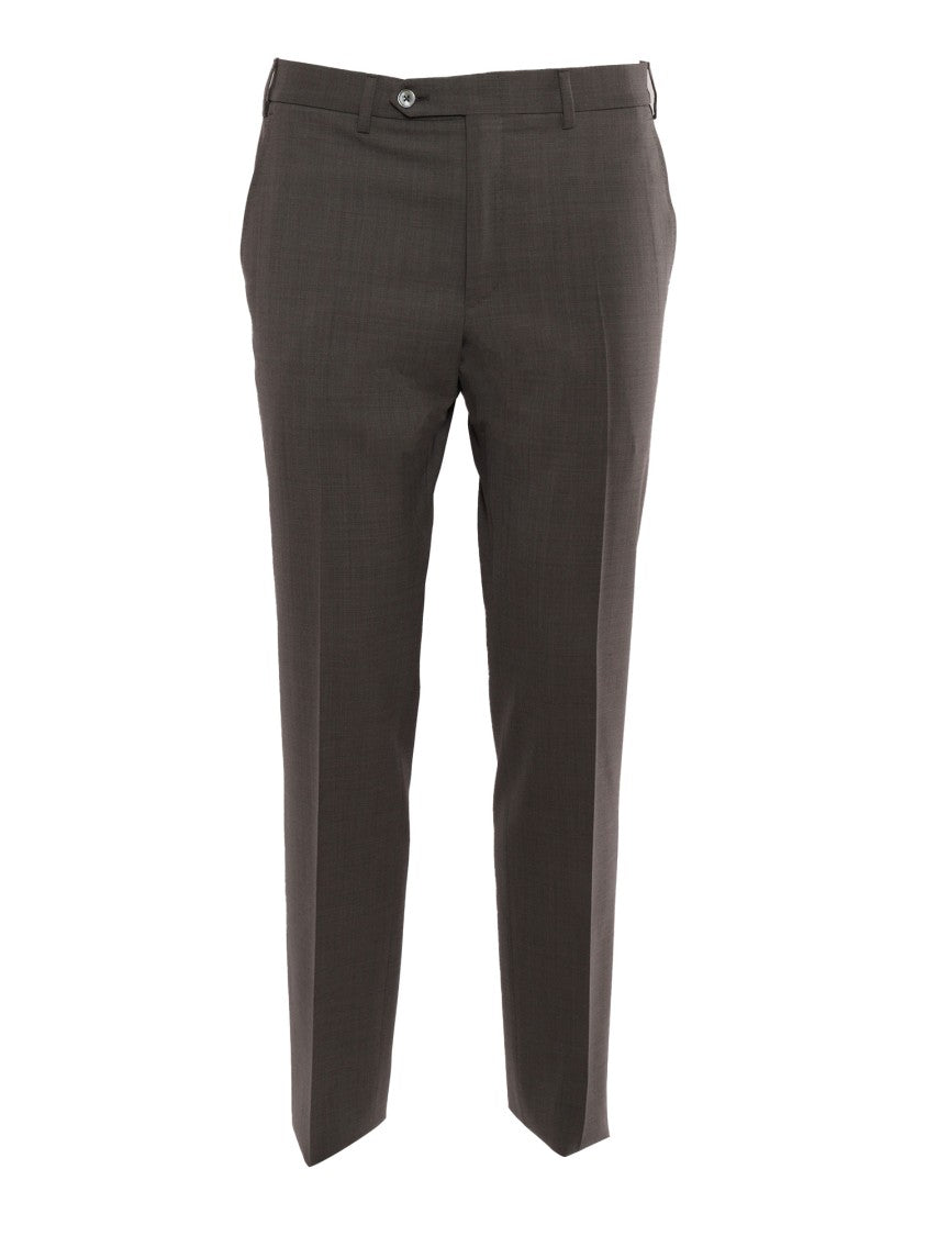 Tombolini Tailored Brown Wool Suit With Notch Lapel