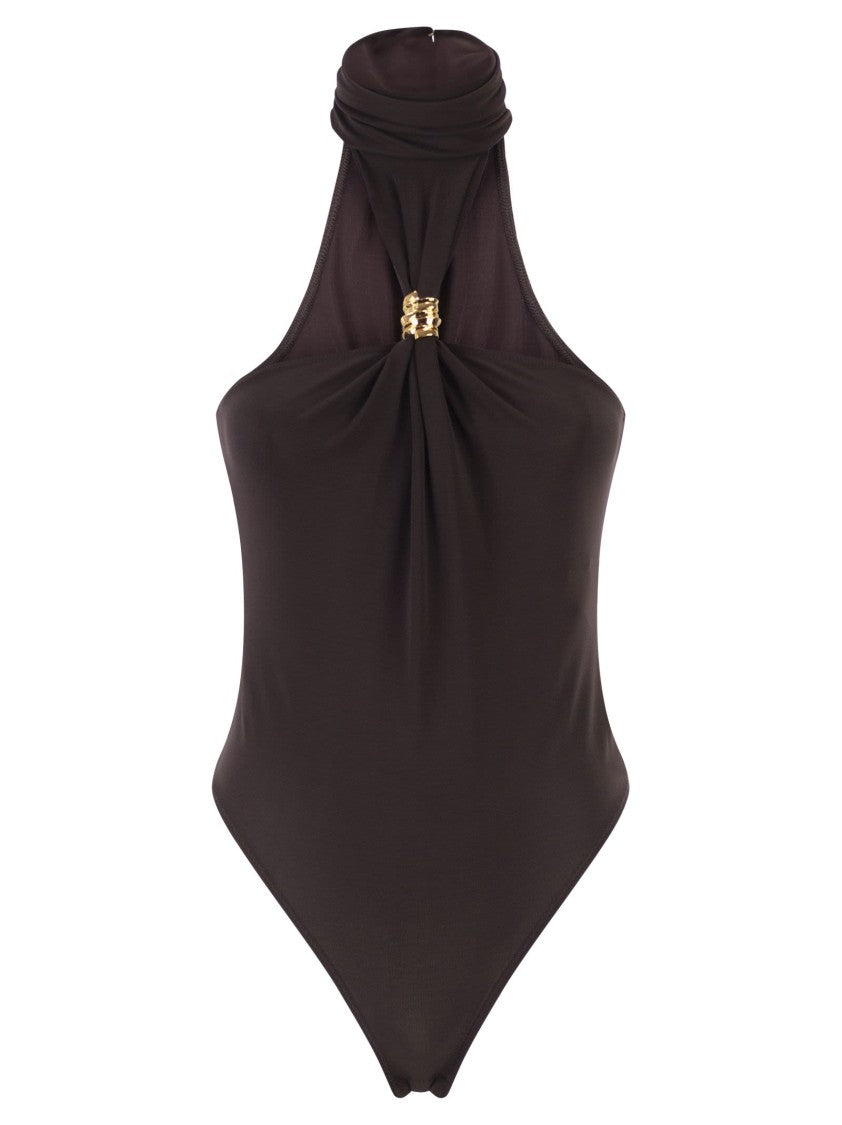 Elisabetta Franchi Crêpe Jersey Bodysuit With Jewel Detail