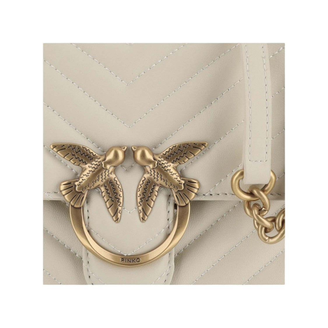 Pinko White Mini Love One Quilted Leather Shoulder Bag