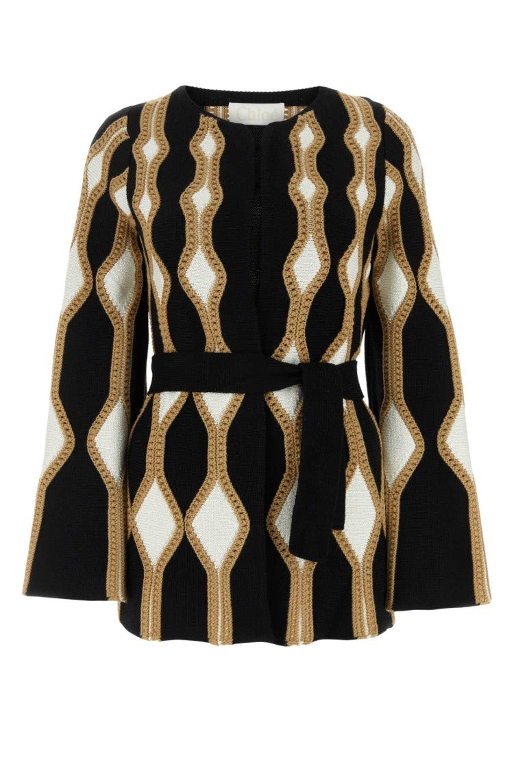 Chloé Embroidered Wool Blend Cardigan