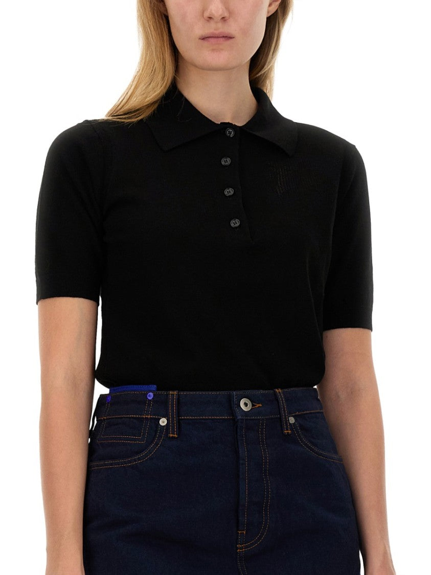 Burberry Black Regular Fit Stretch Cotton Polo Shirt