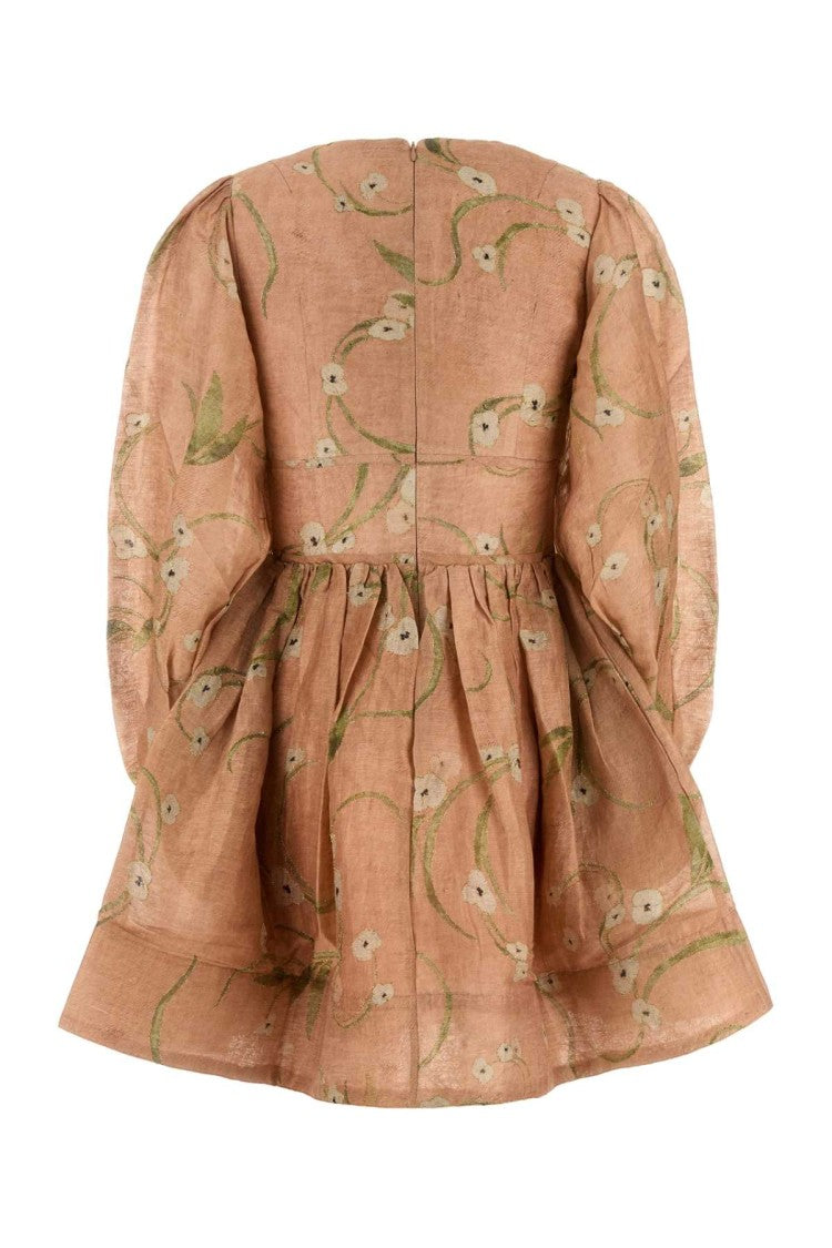 Zimmermann Printed Linen Blend Drawn Illuminate Mini Dress