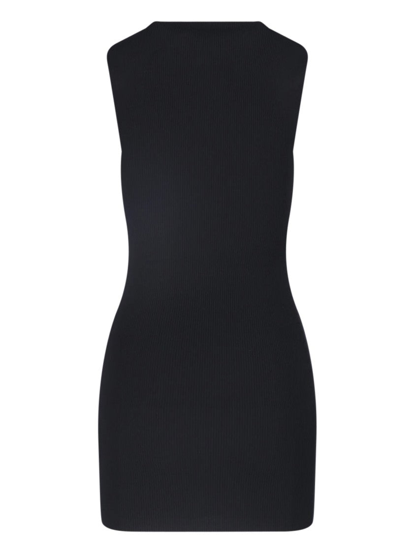 Alexander Wang Black Ribbed Viscose-Blend Logo Midi Dress