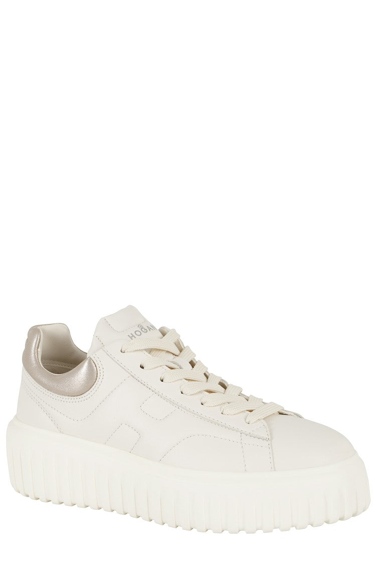 Hogan H Stripes Lace-Up Sneakers With Gold Accents