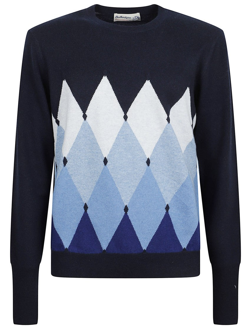 Ballantyne Classic Argyle Knit Sweater With Gradient Design