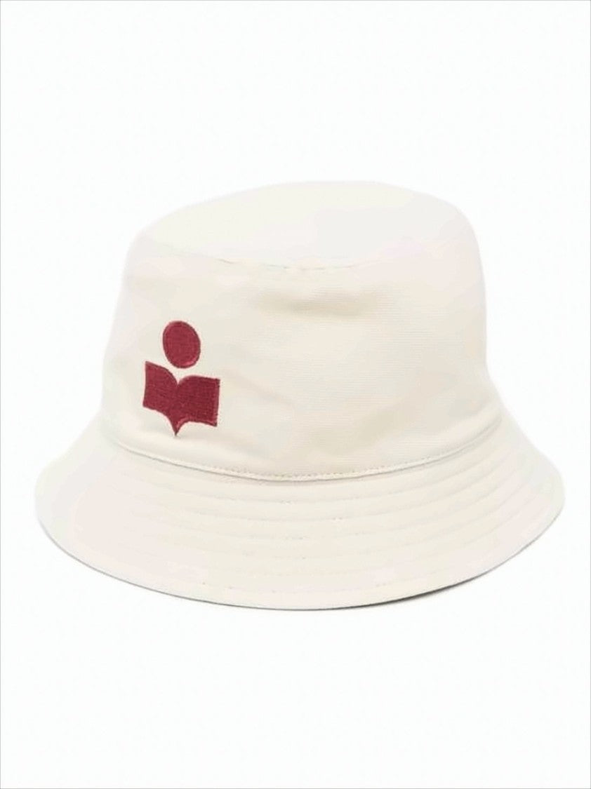 Isabel Marant Light Beige Cotton Bucket Hat With Embroidered Logo