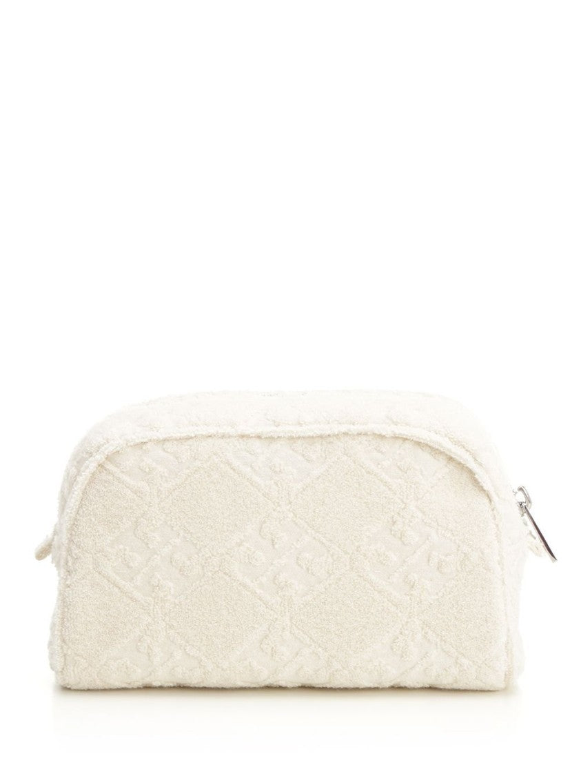 Tory Burch Textured White Bag With Zip Closure