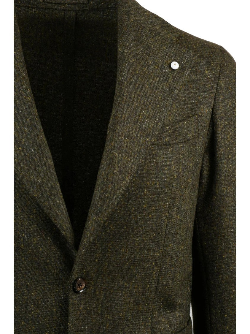 L.B.M. 1911 Textured Green Virgin Wool Tailored Jacket