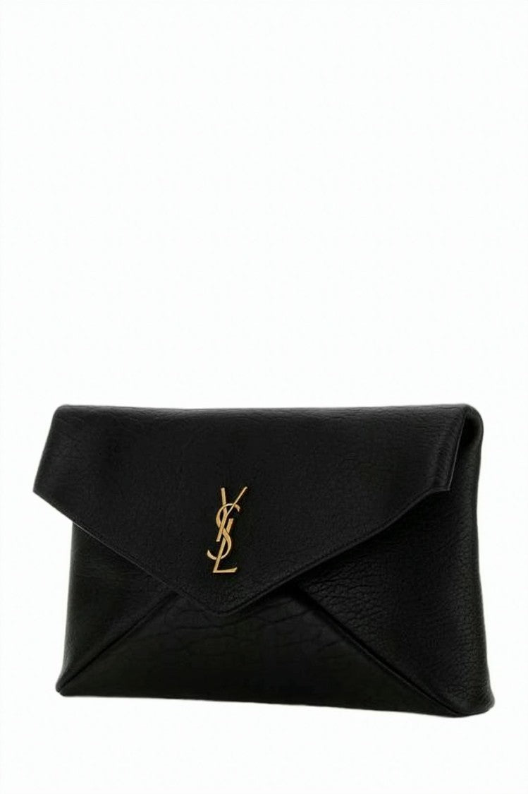 Saint Laurent Envelope-Style Clutch In Soft Lambskin Leather