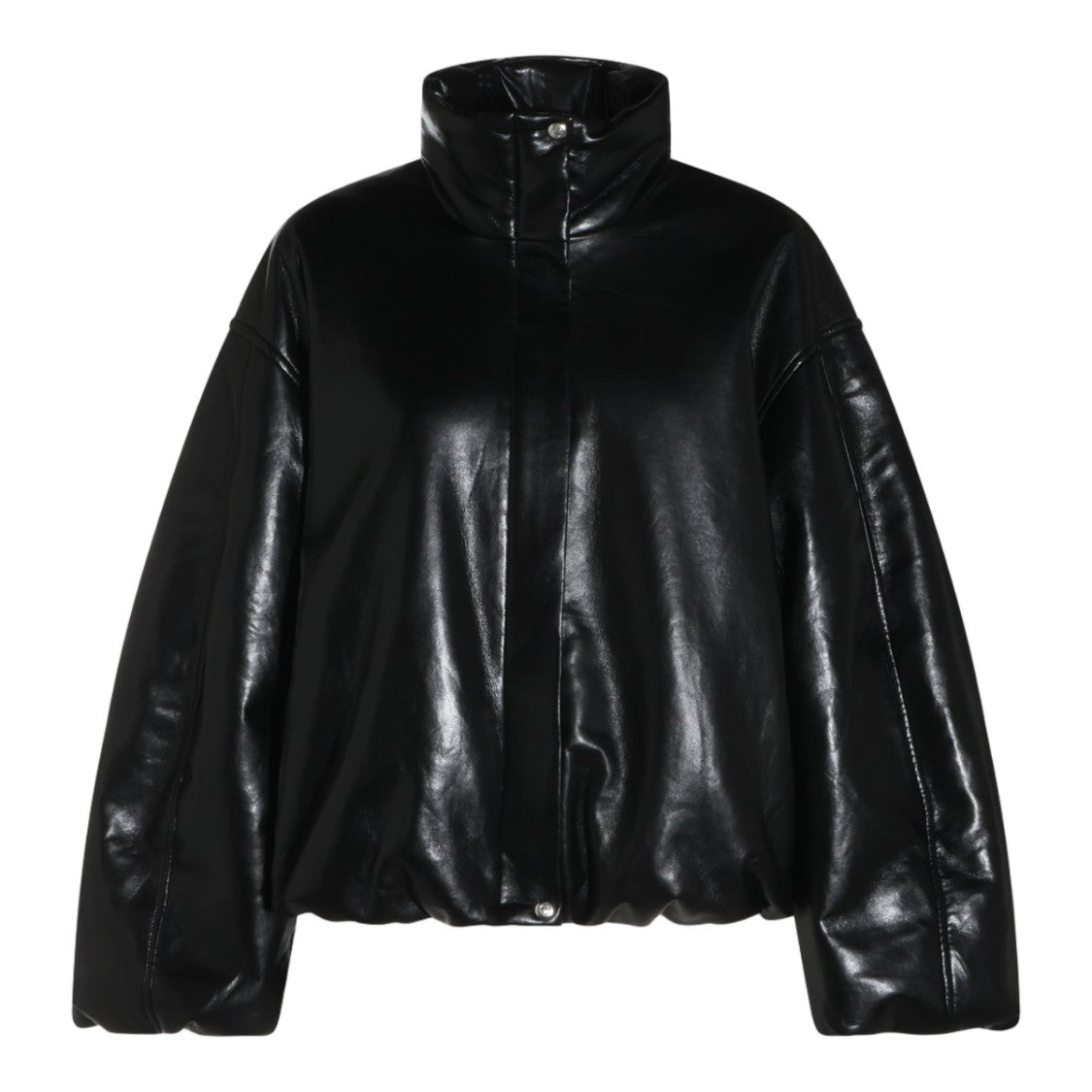 Anine Bing Glossy Black High Stand Collar Jacket