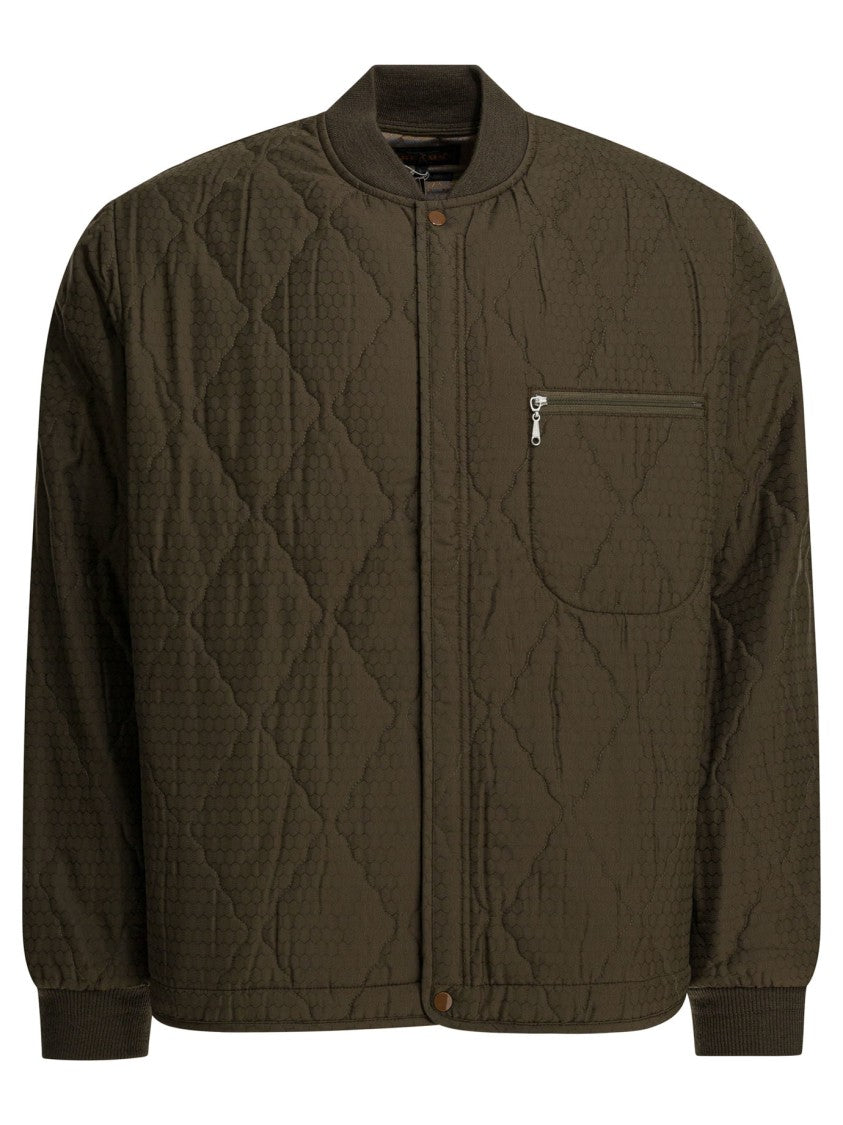 Beams Plus Quilted Utility Jacket With Ribbed Details In Green