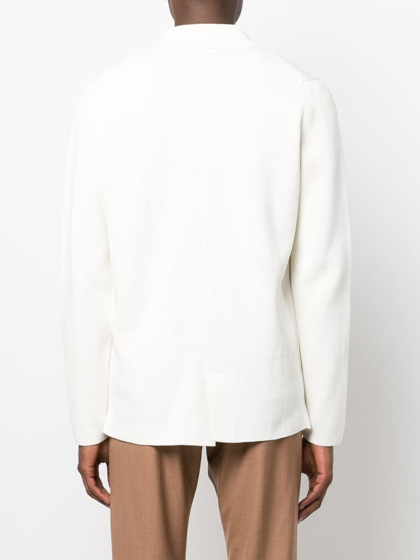 Drumohr Double-Breasted White Cotton Blazer With Tailored Silhouette