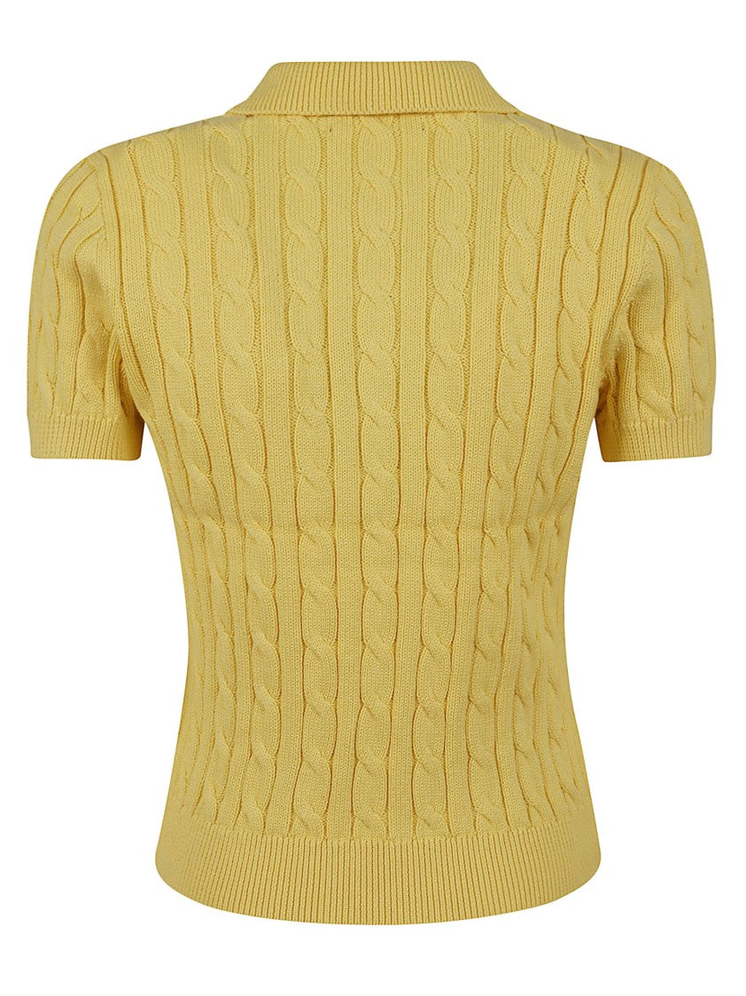 Lauren Lemon Sorbet Cable-Knit Polo Shirt