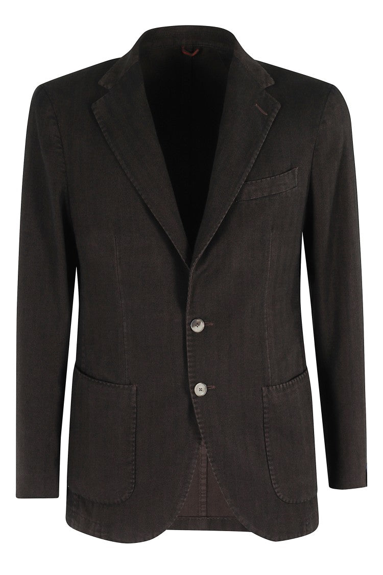 Santaniello Dark Brown Soft Cotton Monopetto Blazer
