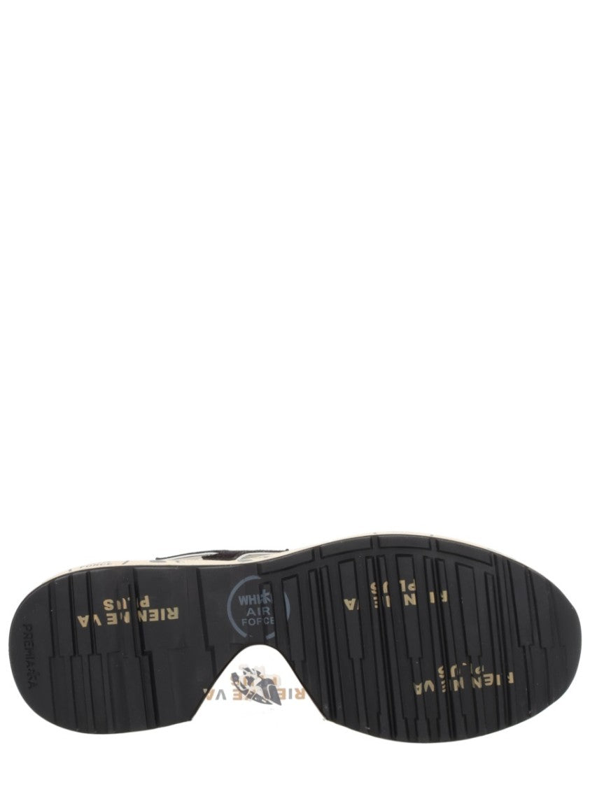 Premiata Textured Green And Beige Sneakers With Bold Accents