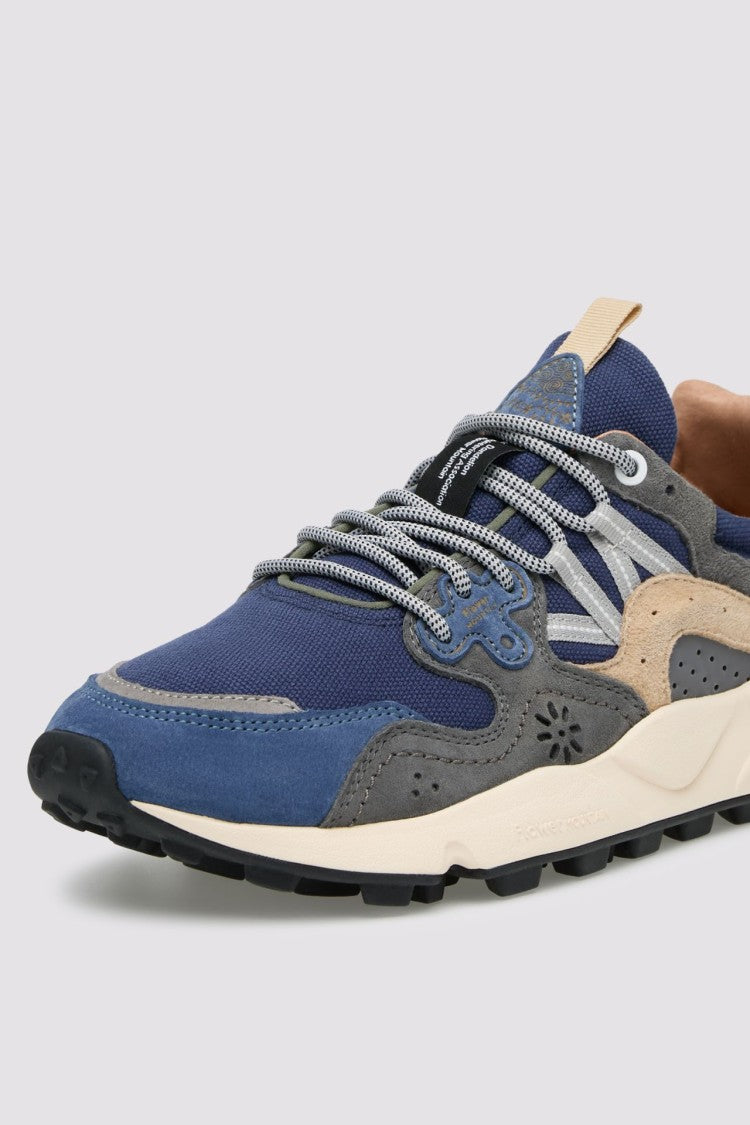 Flower Mountain Layered Suede And Mesh Sneakers With Floral Cutouts