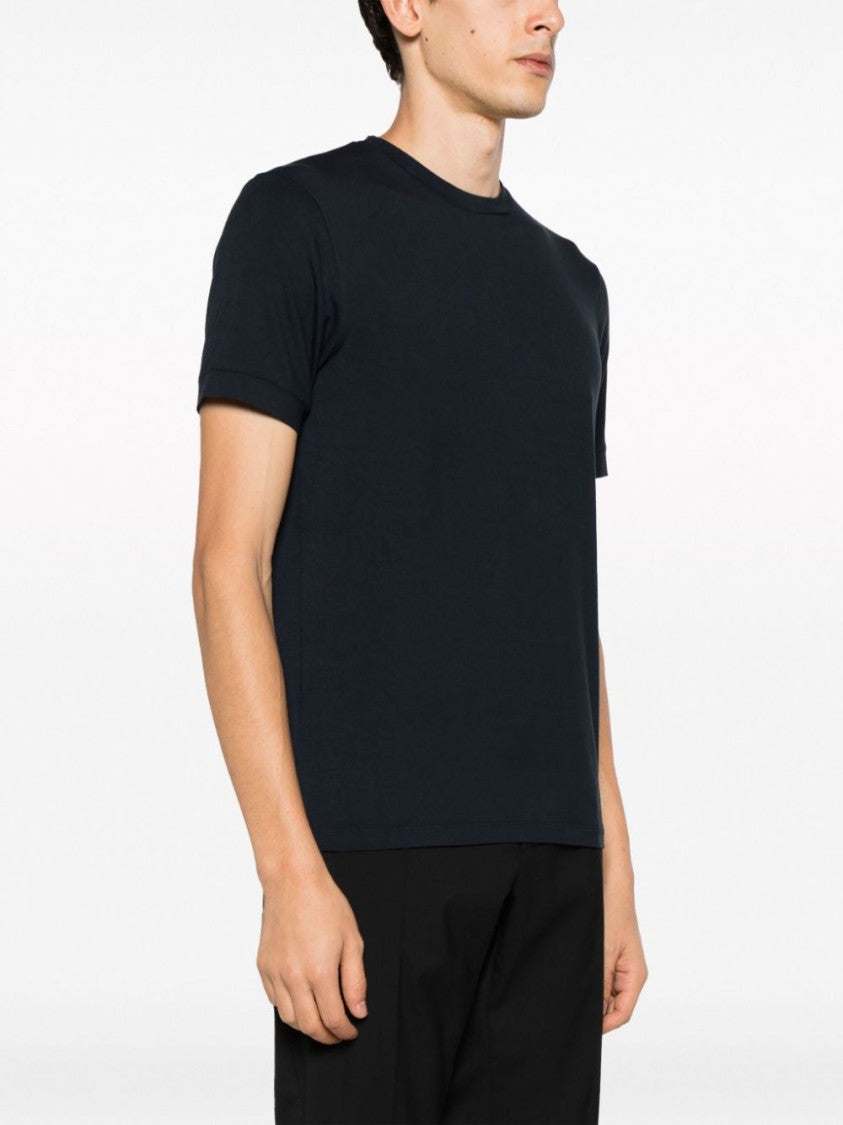 Giorgio Armani Navy Blue Jersey Slim Cut Crew Neck T-Shirt
