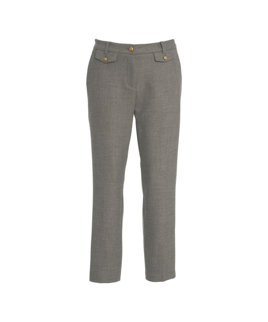 Cambio Cropped Trousers With Gold Button Detail And Tailored Fit