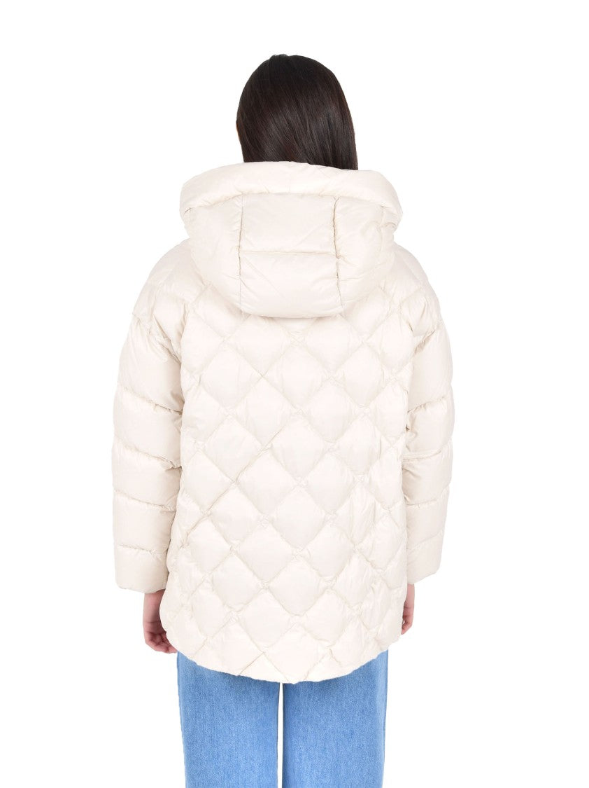 Max Mara Iridescent White Down Jacket With Boxy Silhouette
