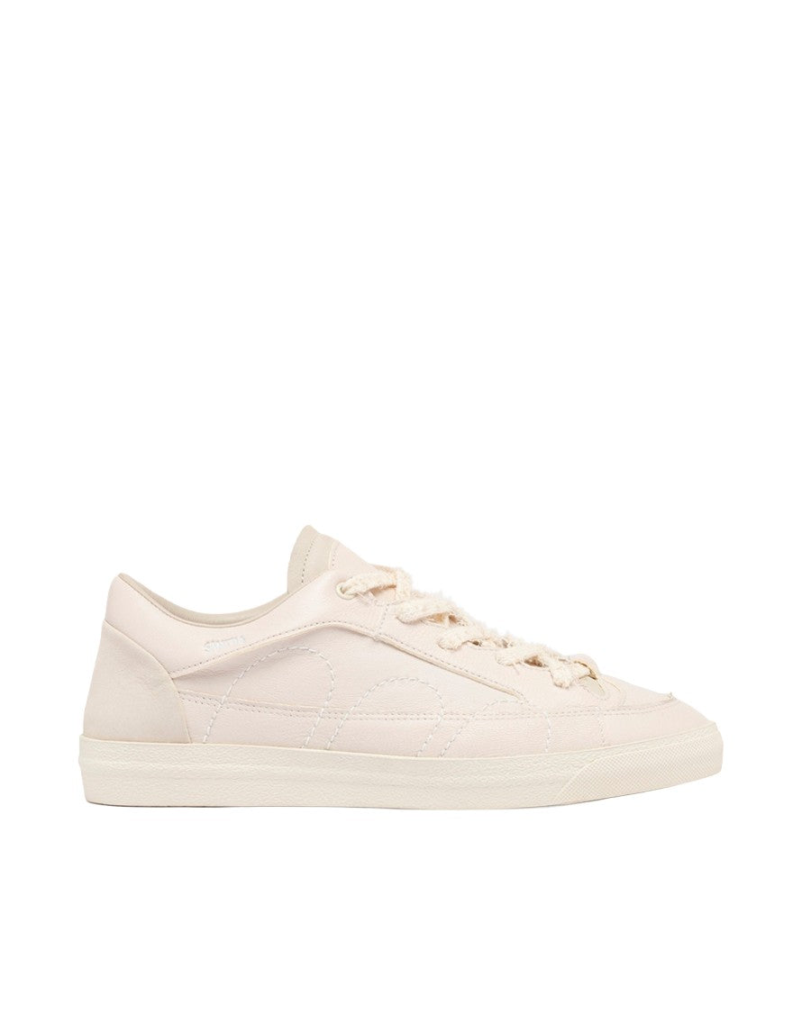 Santha Soft Ivory Love Cut Leather Low-Top Sneakers