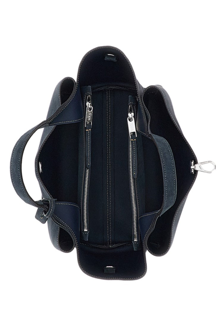 Tod's Mini Suede Tote With Adjustable Strap And Logo Pendant