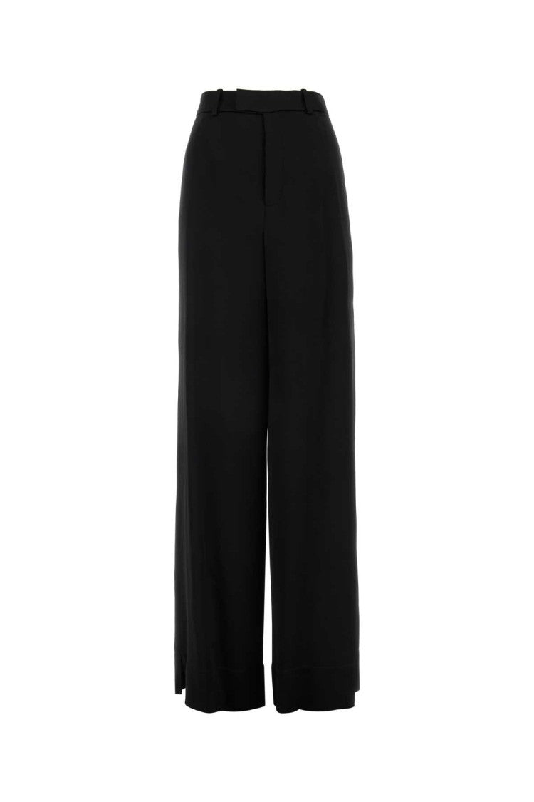 Saint Laurent Black Satin Wide-Leg Pant