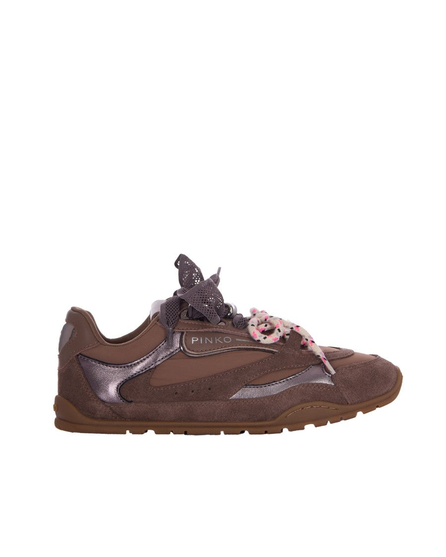 Pinko Nude Tone Sneakers With Metallic Charm
