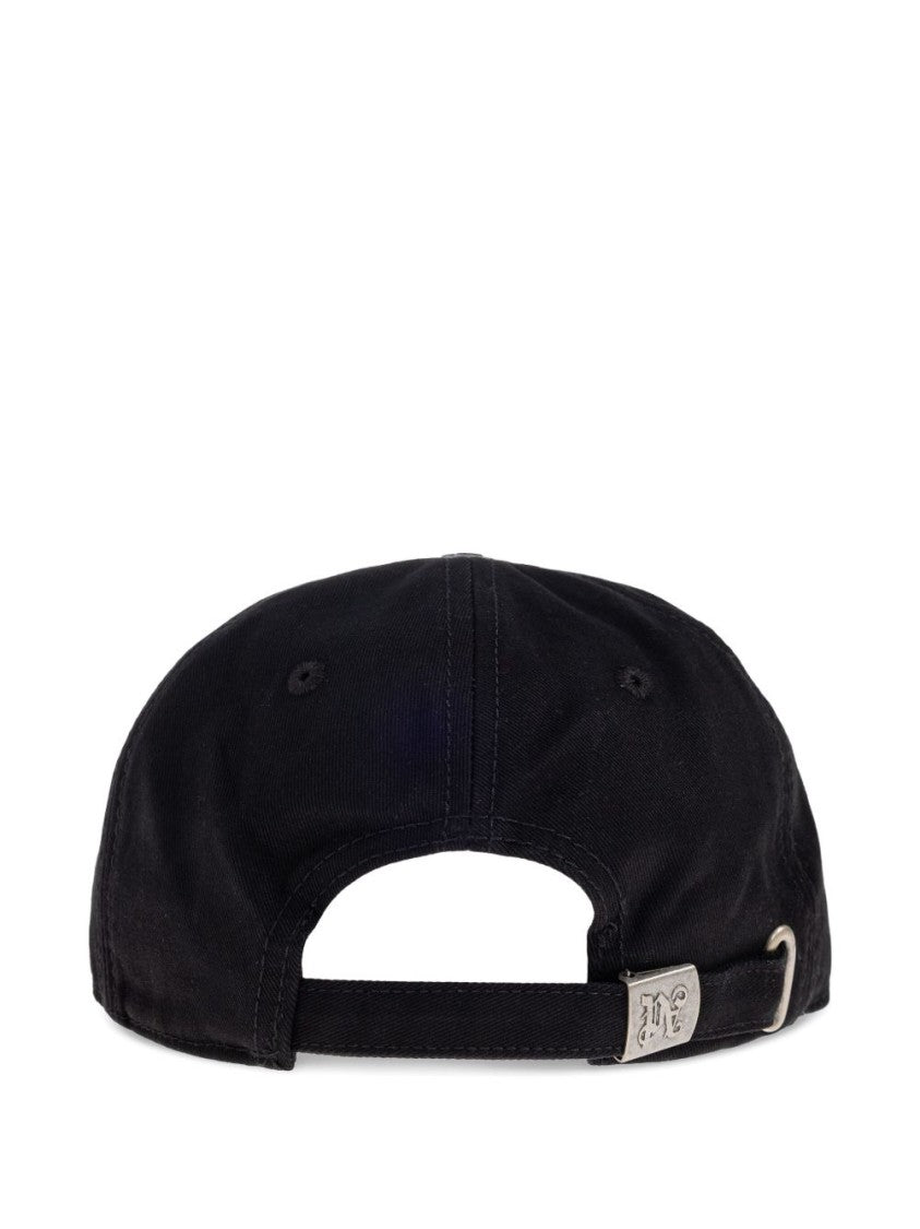 Palm Angels Curved Brim Black Cotton Baseball Cap