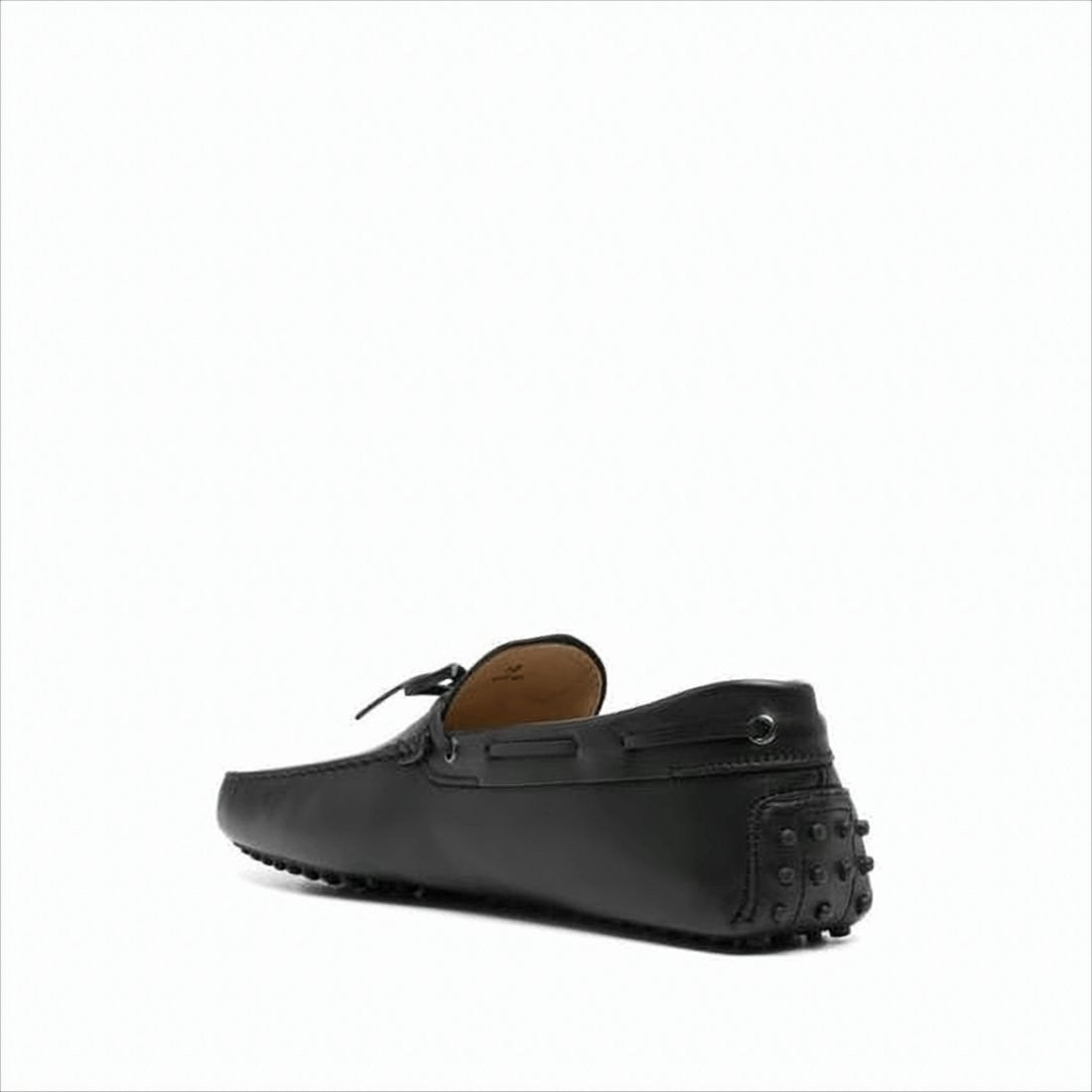 Tod's Black Leather Loafers With Moccasin Toe And Bow Detail