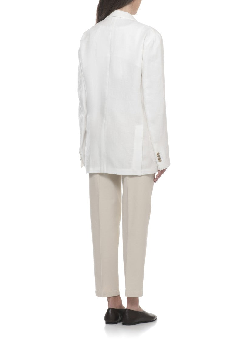 Briglia 1949 White Blanchette Double-Breasted Wool Blazer