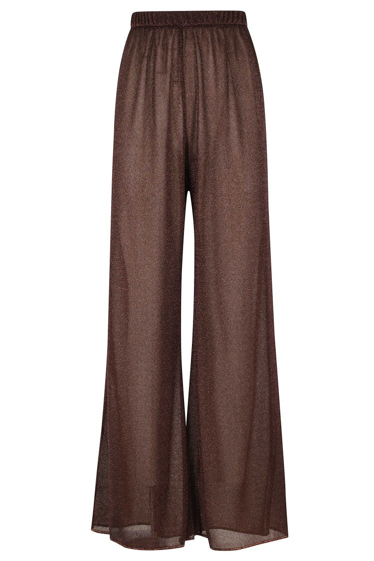 Oséree Chocolate Lumiere Elastic-Waistband Polyamide Wide-Leg Pants